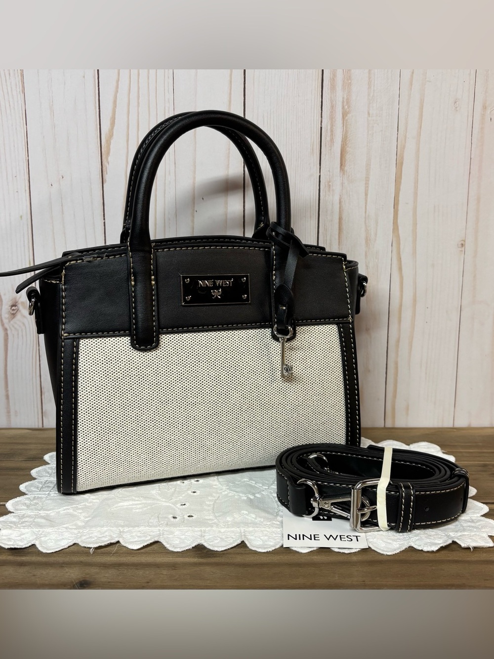 Nine West Ledger Canvas Mini Satchel